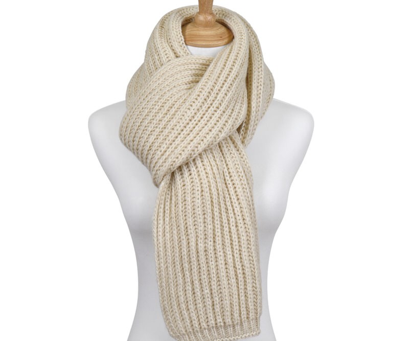 Paola Rib Knit Cream Scarf