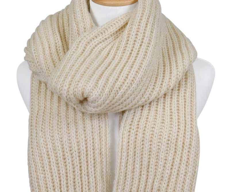 Paola Rib Knit Cream Scarf