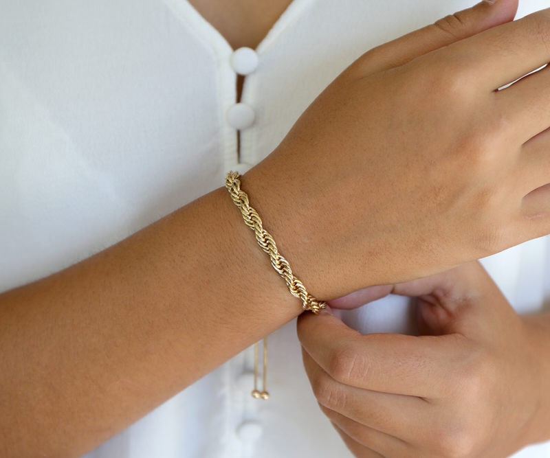 Caprice Gold Rope Chain Bracelet - Large