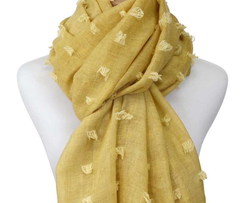 Santa Fe Tufted Mustard Yellow Scarf