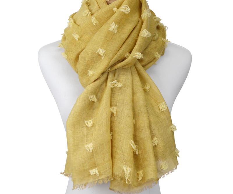 Santa Fe Tufted Mustard Yellow Scarf