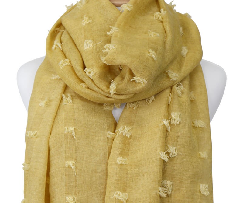 Santa Fe Tufted Mustard Yellow Scarf