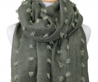 Santa Fe Tufted Olive Green Scarf