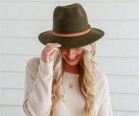 Layla Crushable Khaki Wool Fedora Hat