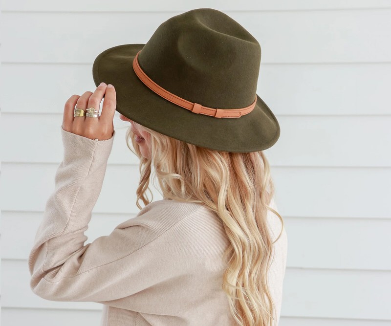 Layla Crushable Khaki Wool Fedora Hat