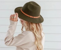 Layla Crushable Khaki Wool Fedora Hat