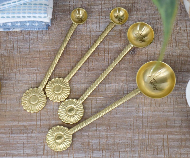 Springtime Set 4 Measuring Spoons - Gold