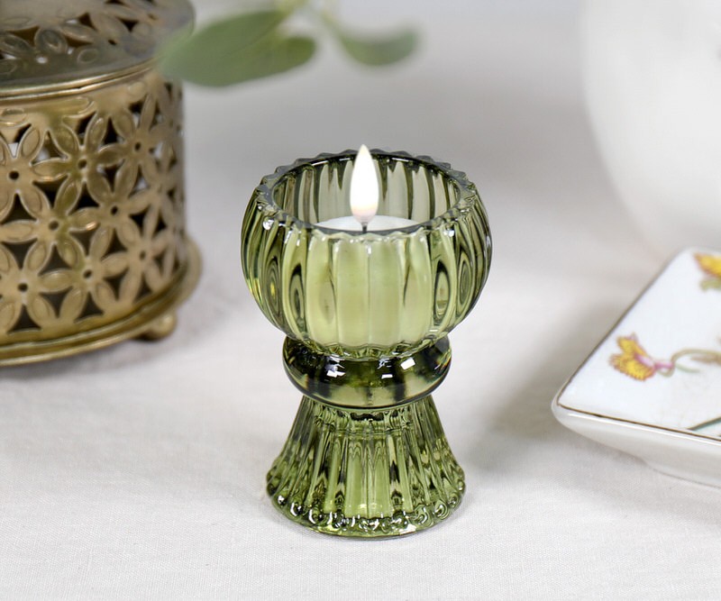 Madison Green Glass Tealight Candle Holder