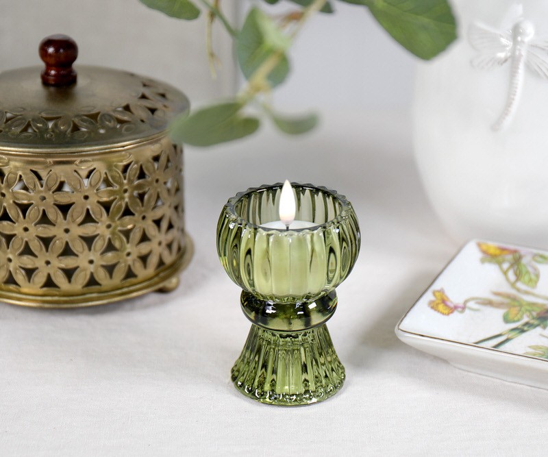 Madison Green Glass Tealight Candle Holder