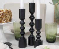 Bergen Black Metal Candlestick - Short