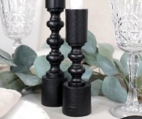 Bergen Black Metal Candlestick - Short