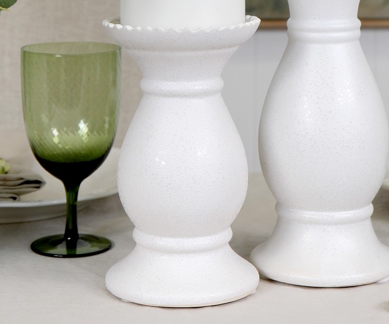 Short Southall White Ceramic Candle Holder