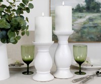 Short Southall White Ceramic Candle Holder
