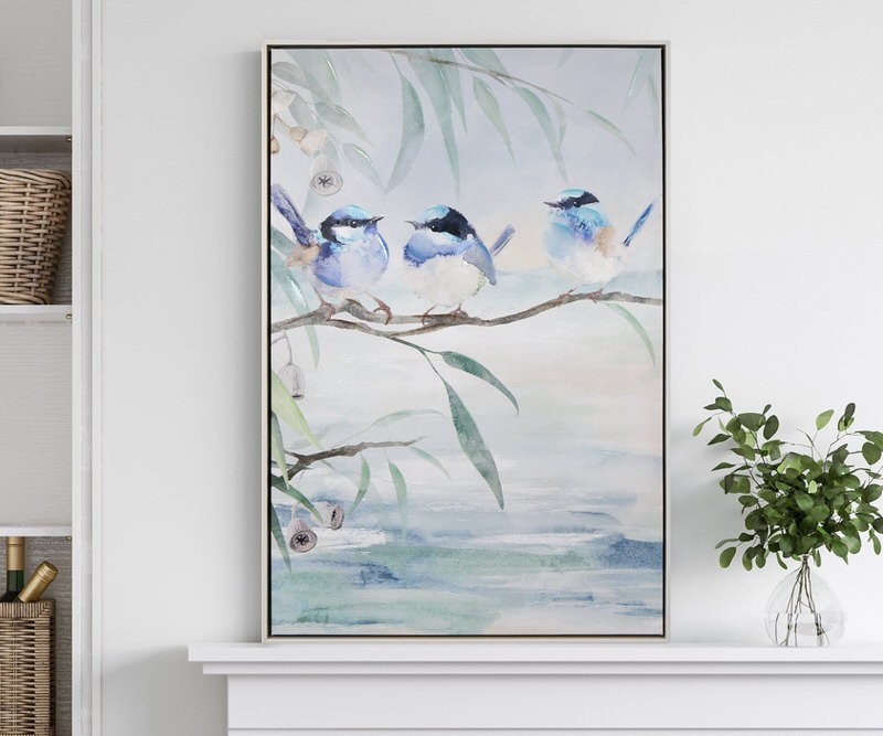 Forest Fairywrens II Framed Canvas Painting