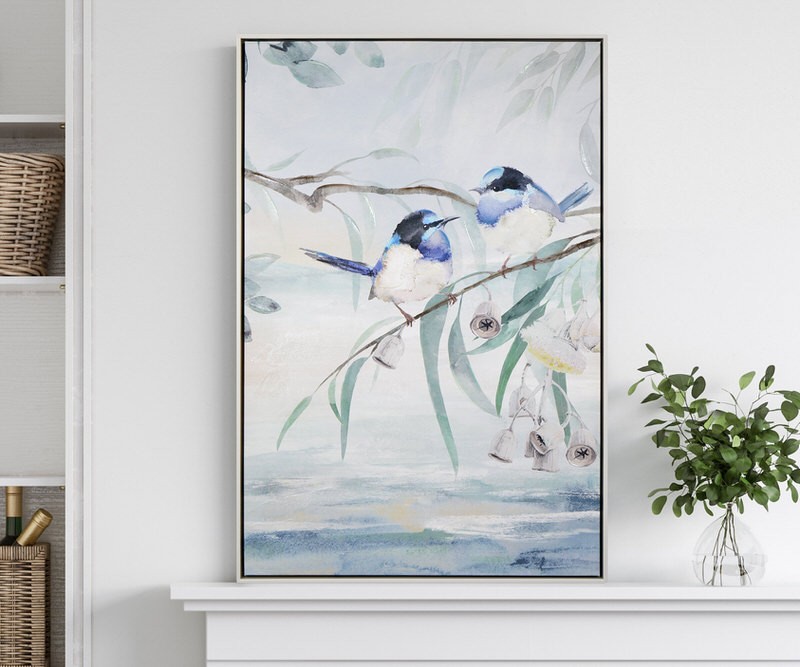 Forest Fairywrens I Framed Canvas Painting