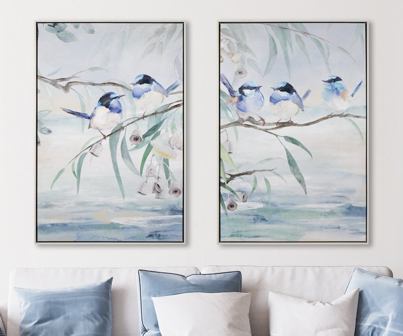 Forest Fairywrens I Framed Canvas Painting