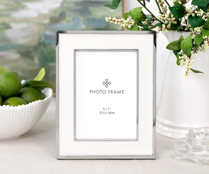 White Linen & Silver Photo Frame 5x7" Beautiful home decor at