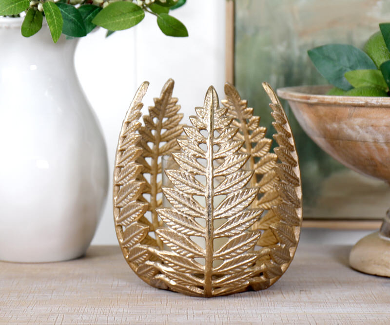 Pampas Gold Leaf Candle Holder
