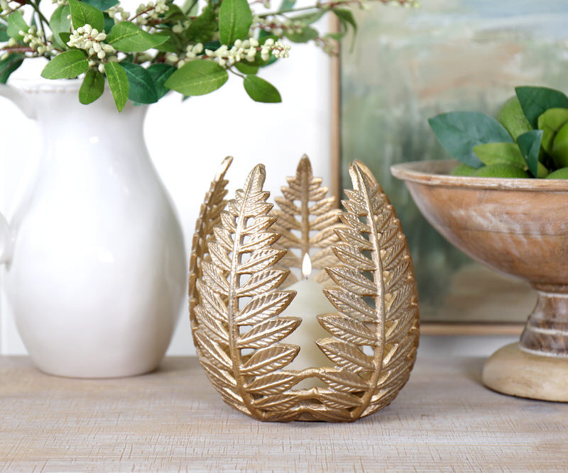 Pampas Gold Leaf Candle Holder
