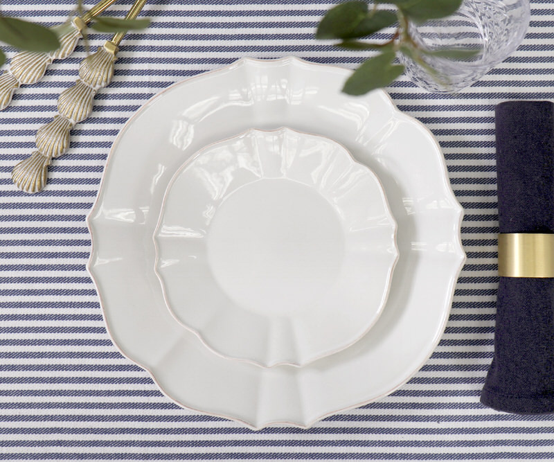 150cm Square Classic Navy Ticking Stripe Tablecloth