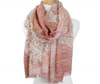 Rose Clair Apricot & Gold Paisley Scarf