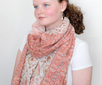 Rose Clair Apricot & Gold Paisley Scarf