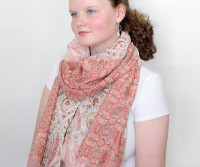 Rose Clair Apricot & Gold Paisley Scarf