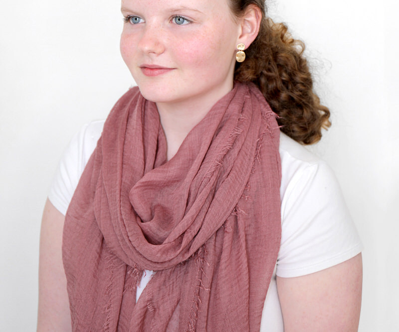 Rosewood Pink Muslin Scarf