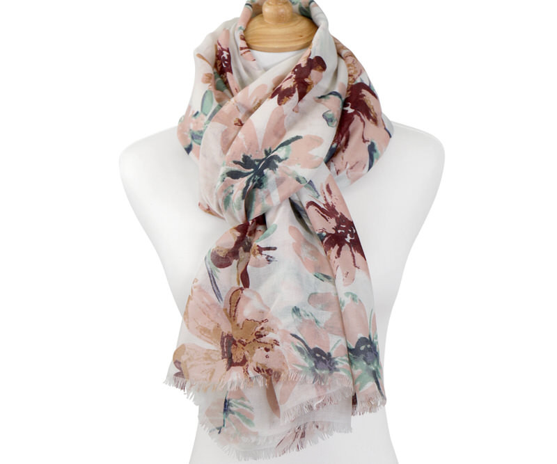 Helena Burgundy Floral Scarf