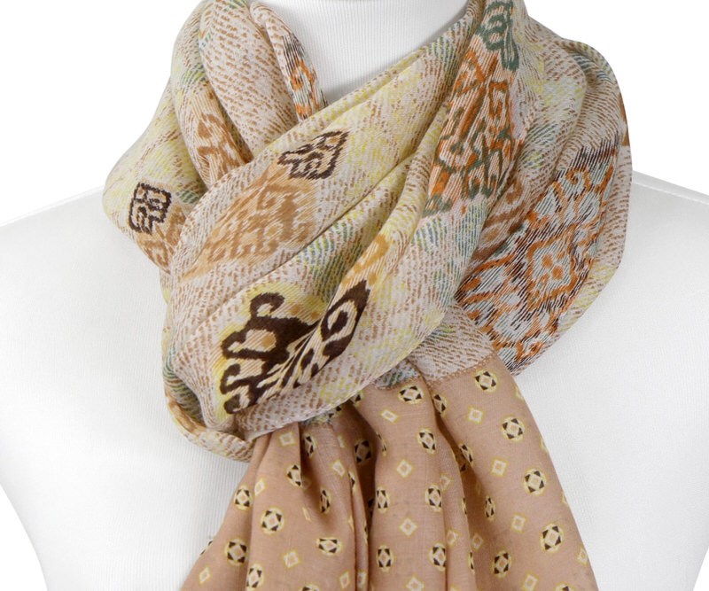 Samarkand Beige Ikat Scarf