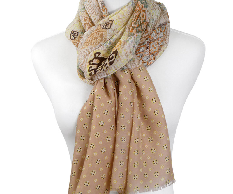 Samarkand Beige Ikat Scarf