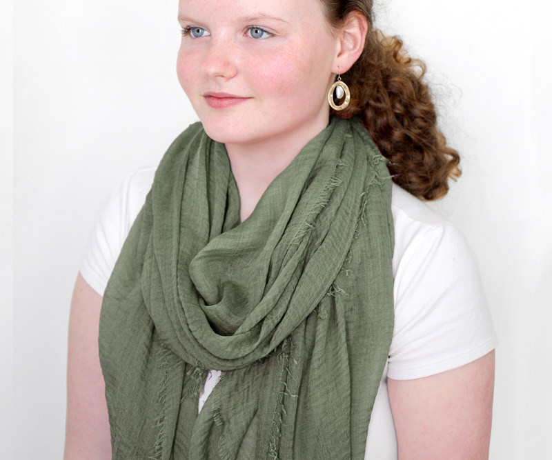 Jacinta Khaki Muslin Scarf