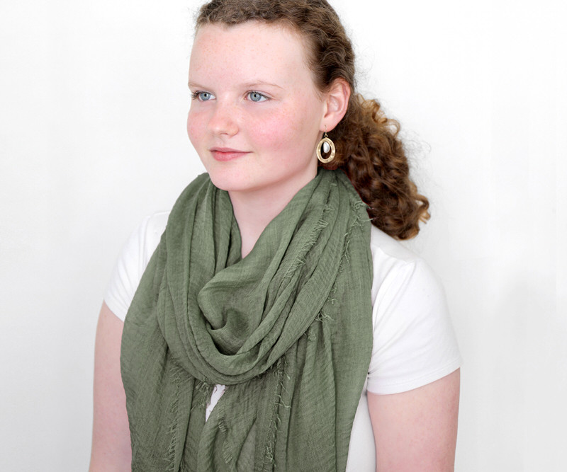 Jacinta Khaki Muslin Scarf