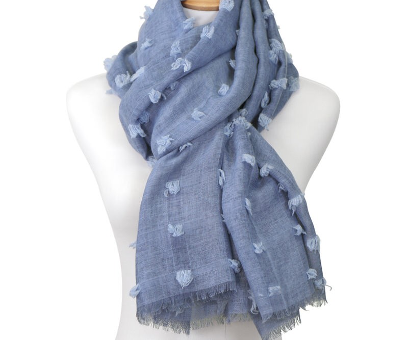 Santa Fe Tufted Denim Blue Scarf