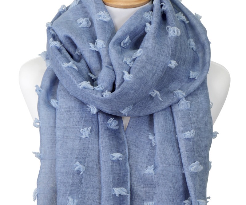 Santa Fe Tufted Denim Blue Scarf