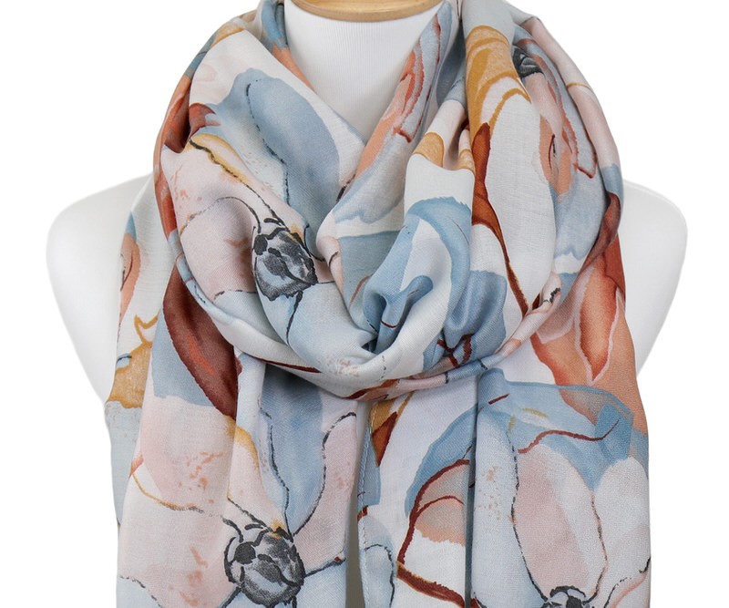 Camino Blue Floral Scarf