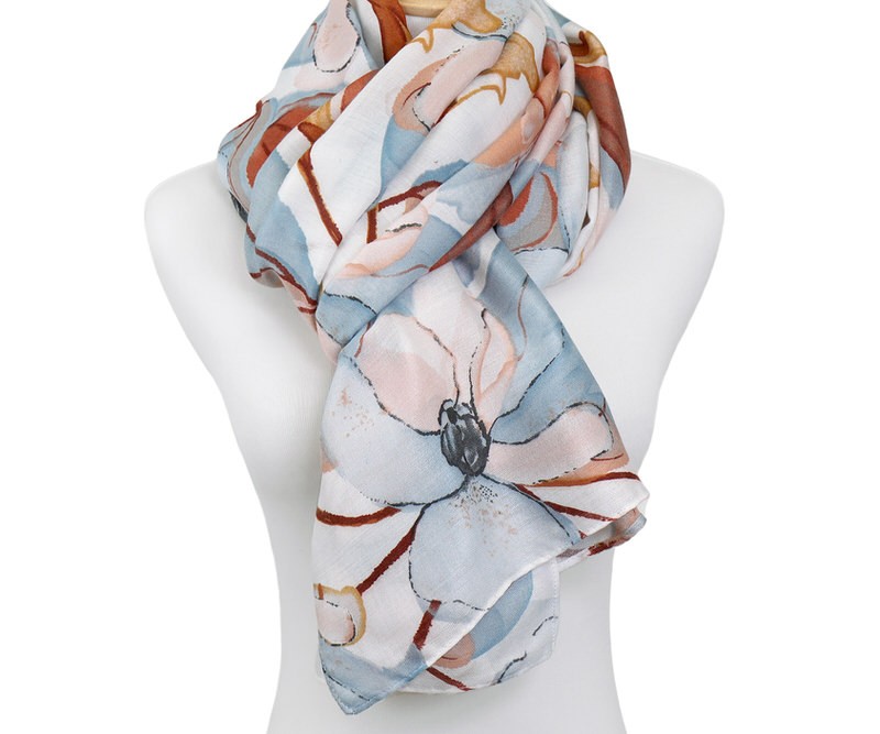 Camino Blue Floral Scarf