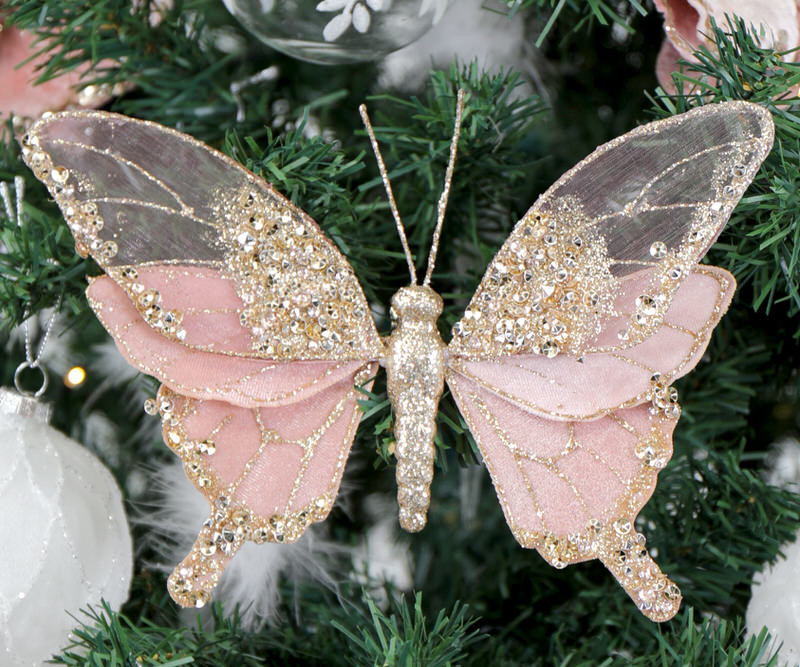 Mariana Pink & Gold Butterfly Decoration