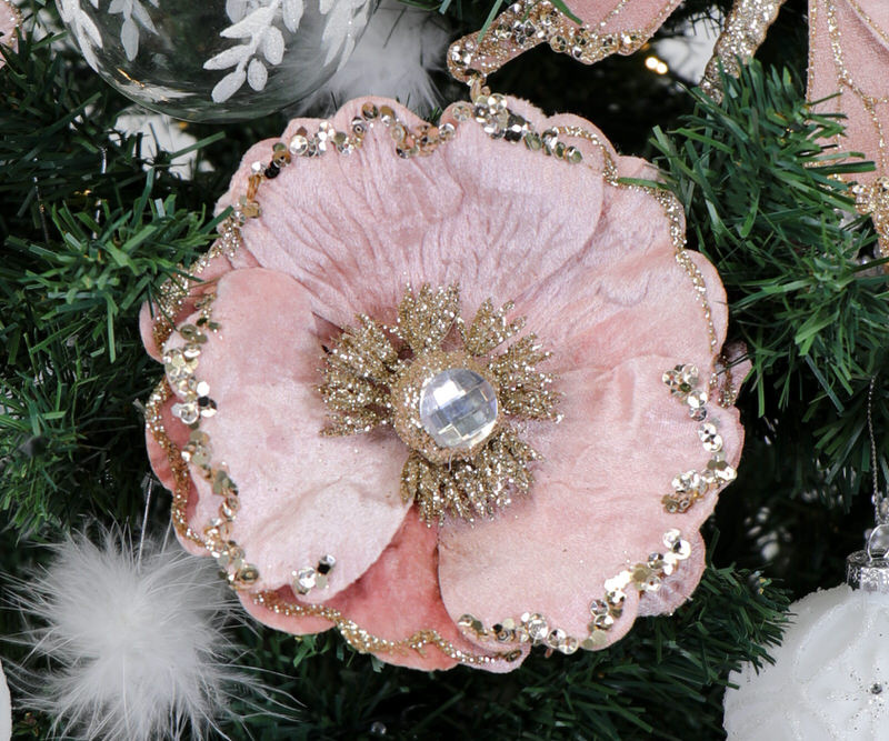 Larissa Rose Pink Velvet Flower Tree Decoration