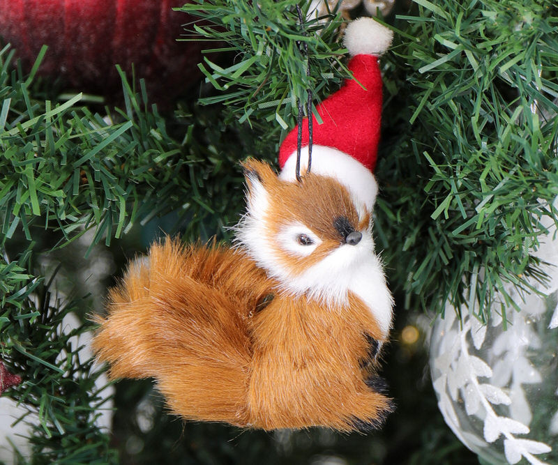 Squirrel with Santa Hat Decoration