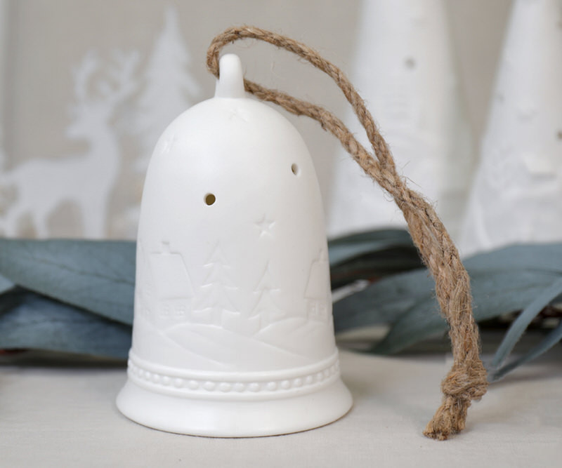 Wonderland White Porcelain Bell with Lights