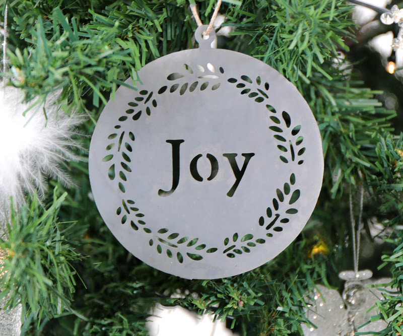 Joy Vintage Tin Christmas Decoration