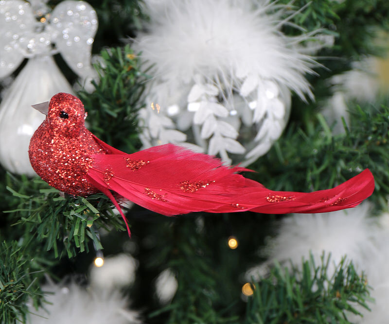 Set 6 Luella Red Bird Christmas Tree Decorations