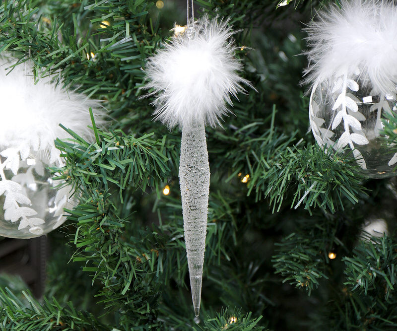 Set 2 Frosted Icicle Tree Decorations