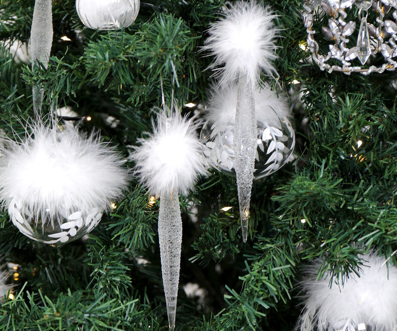 Set 2 Frosted Icicle Tree Decorations