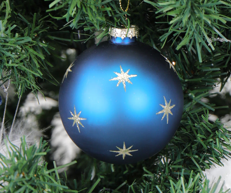 Starry Night Blue & Gold Glass Bauble