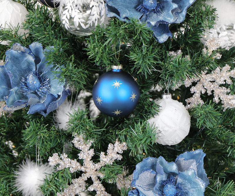 Starry Night Blue & Gold Glass Bauble