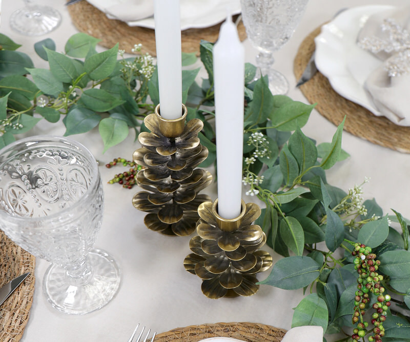 Large Gold Pine Cone Candle Holder