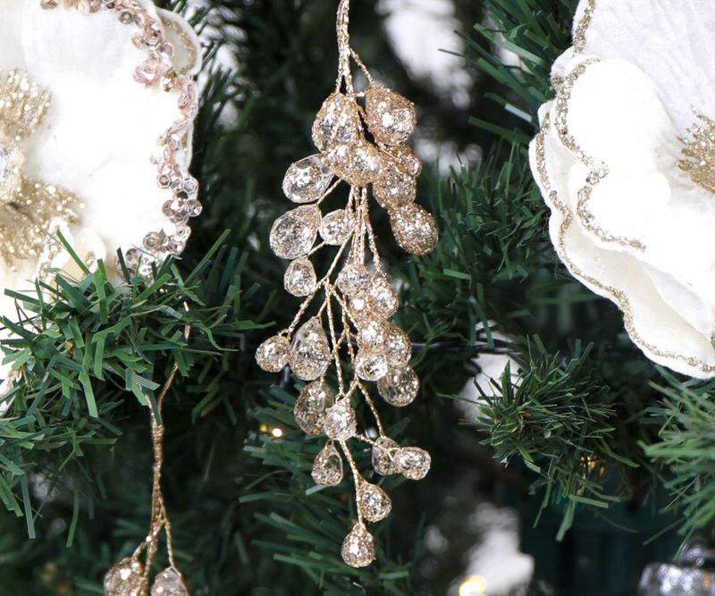 Gold Crystal Frost Berries Tree Decoration