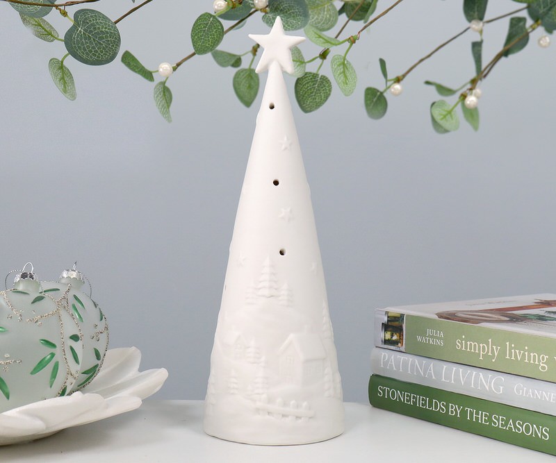 Tall Wonderland Embossed White Porcelain Tree